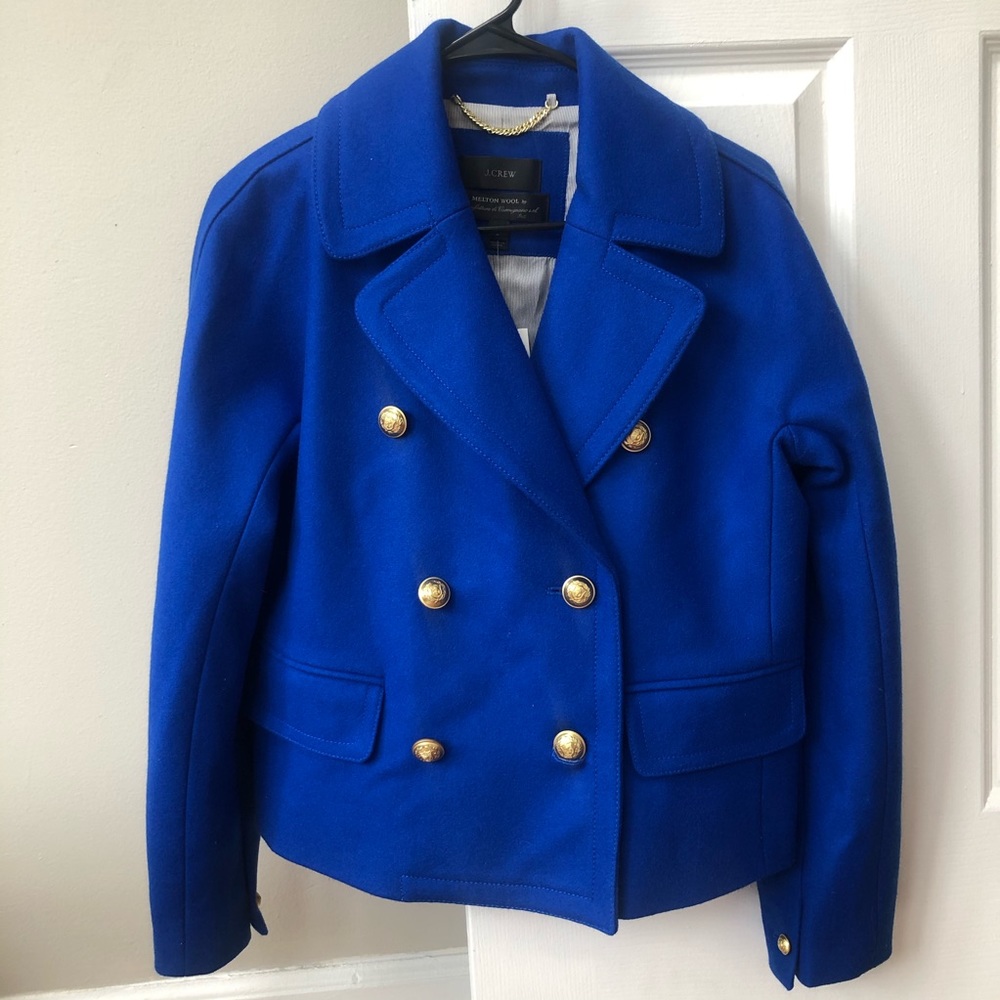 JCrew Melton Wool Blue Short Coat | 2 | NWT